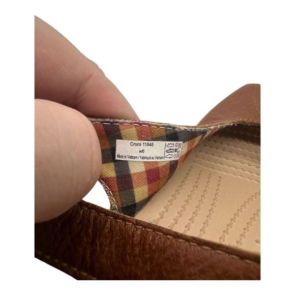 Crocs Wedge A-Leigh Sandals Womens 6 Brown Slingback Cork Heel 11848 - Picture 11 of 11